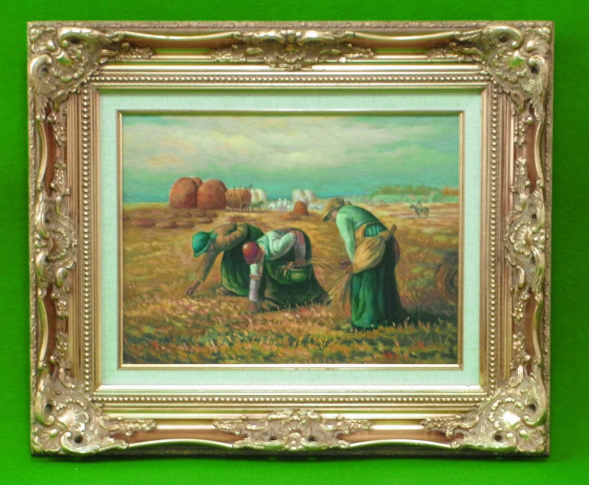 Reproduction masterpiece, hand-painted oil painting, new, Gleanings, Millet, size 6, luxurious oil painting frame, approx. 60cm x 50cm, Painting, Oil painting, Religious paintings