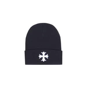 KNIT CAP CROSS1 ブラックホワイト