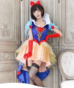 【未使用】白雪姫 ショートワンピース ハロウィン プリンセス コスプレ 衣装 仮装 コスチューム