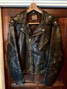 40's~50's USA Vintage original beck one Star double rider's jacket tea core black buco bates Schott