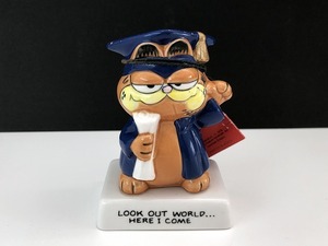 USA ヴィンテージ ENESCO ガーフィールド 卒業 タグ付き 置物 Garfield 1980s [ga-318]