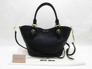 ♪ Sold out special price beauty goods miumiu Miu Miu 2WAY bag leather black ladies tote shoulder outlet product with G card ♪, fruit, Mew Mew, Bag, bag