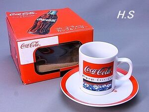 #66-2【コカ・コーラ】カップ＆ソーサー　陶器製　ソーサー直径１２㎝　ゲーム景品