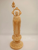 総檜材 木彫仏像 仏教美術 精密細工 地蔵王菩薩立像 仏師手仕上げ品 高さ34cm_画像1