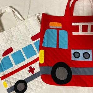 緊急車両　消防車　救急車　レッスンバック　着替え袋　ハンドメイド　入園　入学　男の子　