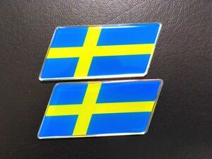 送料無料 2枚 スウェーデン フラッグ 国旗 ステッカー ボルボ サーブ エンブレム S40 v40 V50 V60 V70 xc40 XC60 S80 C70 フロント バッヂ