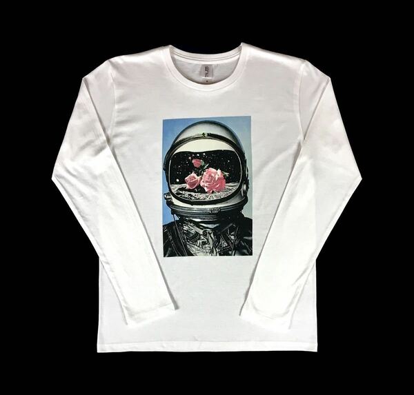 新品 宇宙飛行士 アストロノーツ 薔薇 バラ NASAアポロ計画 月面着陸 レトロ コズミック ロンT 長袖Tシャツ XLサイズ 大きい ビッグ ワイド