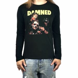 新品 ダムド DAMNED 地獄に堕ちた野郎ども パイ投げ アルバムジャケット パンク バンド ロンT 長袖 Tシャツ Mサイズ タイト スリム ビッグ