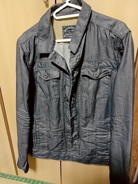 ジャケット　レザー　genuine 　Lサイズ　ブラック JACKET　ジージャン