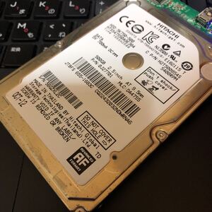 HITACHI HDD SATA 500GB 3373時間 注意判定ありノートパソコン@1035