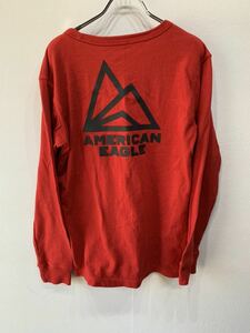 【人気】AMERICAN EAGLE/アメリカン　イーグル　ロンT　長袖　　赤／レッド 　ビッグロゴ　プリント　　K1694