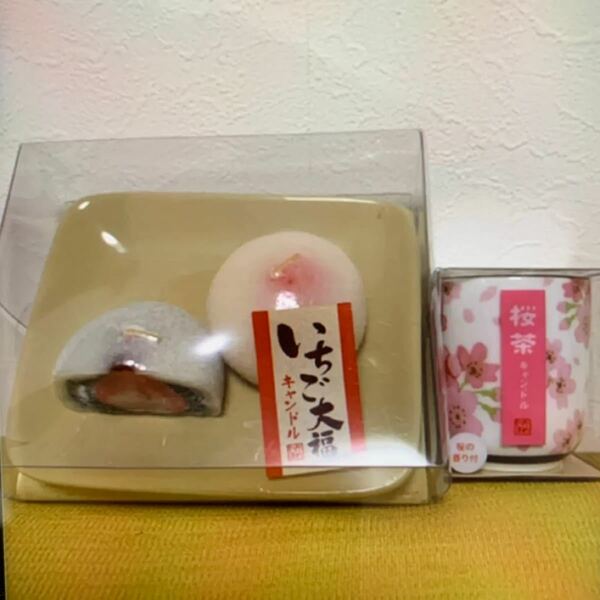 キャンドル　いちご大福・桜茶セット