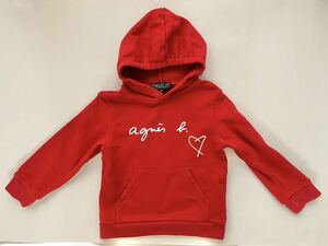 アニエスベーアンファン4ans agnes b. ENFANT 4歳サイズSBX4 SWEAT ブランドロゴパーカー フード付きパーカー 赤色 レッド系 子供服100cm