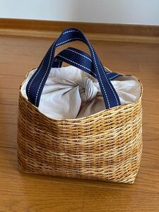 ハンドメイドかご柄ランチバッグ トートバッグ