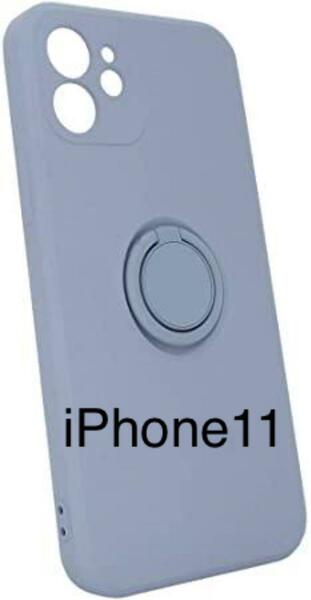 iPhone11 シリコンケース リング付き ラベンダーグレー 韓国