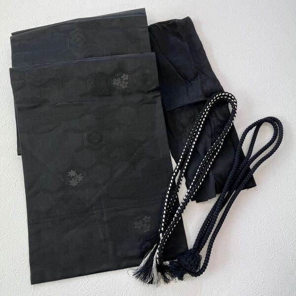 黒帯　袋帯　帯揚げ　帯締め×2 合計4点セット　