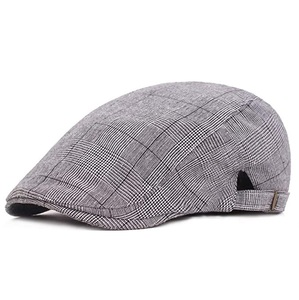 送料無料　匿名配送　グレーハンチング帽子 メンズ チェック柄 帽子 56-59cm調節可能 帽子03
