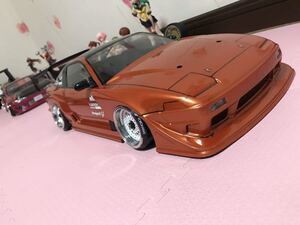 送料無料 1/10 日産 180SX GPスポーツ ラジコン ボディ ミラー、ウィング付き ドリフト ヨコモ YOKOMO NISSAN