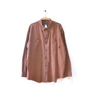 【送料無料】パタゴニア アウトドア オーガニックコットン 長袖シャツ ストライプ系 メンズL Patagonia 古着 CA0598