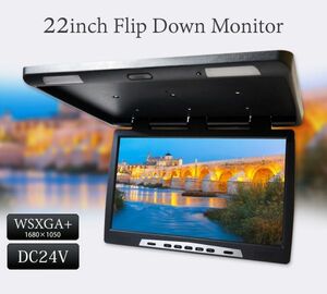 24V 1 year guarantee 22 -inch flip down monitor remote control attaching 180 times development infra-red rays headphone IR correspondence large type liquid crystal monitor truck tourist bus 