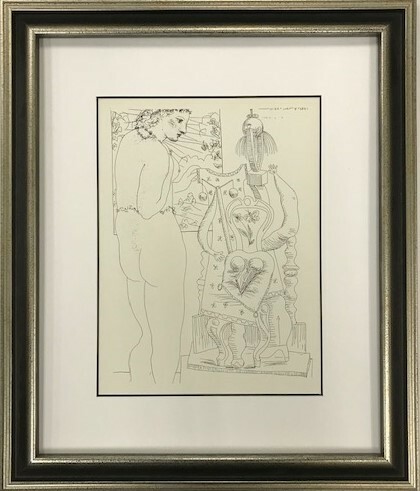 【特価】　≪　　パブロ・ピカソ　　≫　　リトグラフ【石版画】　 MODEL AND SURREALIST SCULPTURE　　1956年　　PABLO　PICASSO