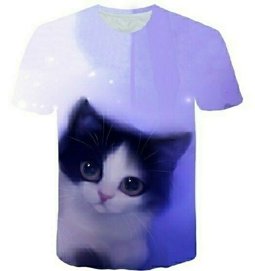 【同梱1300円/新品/送料無料/国内発送】３D　デザイン　Tシャツ　XL　大きな子猫