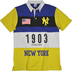 ヤンキース ポロシャツ切り替え 綿100％ MAJESTIC マジェスティック Lサイズ yel2イエロー MM04NYK8s05