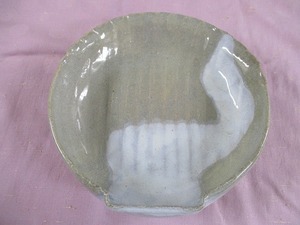 ☆和食器 菓子器？ ずっしりしています 指月 高さ6.5㎝ 23.5×22.5㎝ tm2203-31-2☆