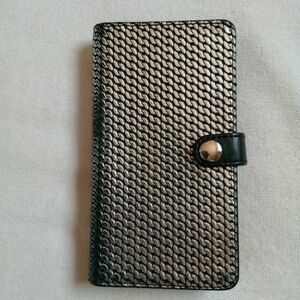 kawakawa　カワカワ　スマホケース　モバイルケース　chain S 900　シャインシリーズ　牛革　チェーン型押し シルバー箔