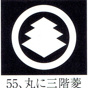 貼り紋「男貼紋」黒地用（６枚１組）「丸に三階菱」　き188-25361-55