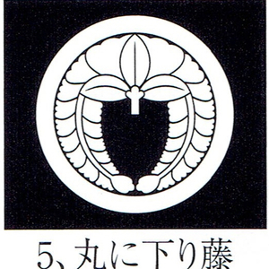貼り紋「女貼紋」黒地用（６枚１組）「丸に下り藤」　き188-25362-5