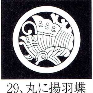 貼り紋「女貼紋」黒地用（６枚１組）「丸に揚羽蝶」　き188-25362-29