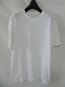 美品 maison margiela メゾン マルジェラ アイボリー Tシャツ リブ付きラウンドネック S(34)　a