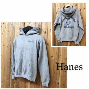 90's／Hanes◇ヘインズ プルオーバーパーカー スウェット トップス グレー バックプリント GILROY HIGH SCHOOL アメカジ USA古着 メンズS