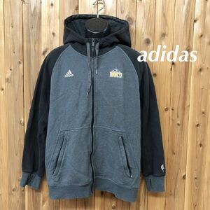 adidas◇アディダス スウェットパーカー ジャケット ジップアップ 指穴 ロゴ刺繍 バスケ DENVER NUGGETS デンバーナゲッツ USA古着 メンズM