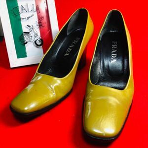 PRADA プラダ　8cmヒール　モスグリーン　パンプス