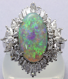 ♪ Pt900 Кольцо кольцо Opal 3.62 Diamond 1.69 11.9G #11 Бесплатная доставка [Y114] Платиновое кольцо используется сортировка
