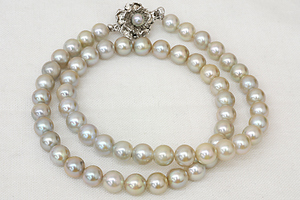 Pt900 coloring .. pearl 3 point set necklace earrings ring [C260] platinum gray pearl book@ pearl used ‡