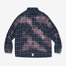 DESCENDANT ディセンダント 19SS MOSS / CHECK LS SHIRT ブリーチ加工コットンツイルチェックシャツ 新品 紺 ネイビー NAVY 2 M_画像1