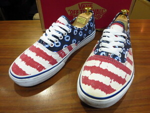 VANS バンズ AUTHENTIC (Dyed Dots & Stripes) オーセンティック 総柄スニーカー 青 赤 Blue / Red US9 27cm