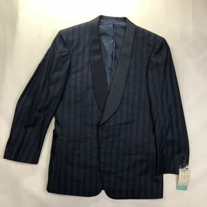  tag equipped 70,000 jpy high class raqlux tuxedo jacket size A4 wool 60 silk 40% navy blue Shadow stripe .. button 