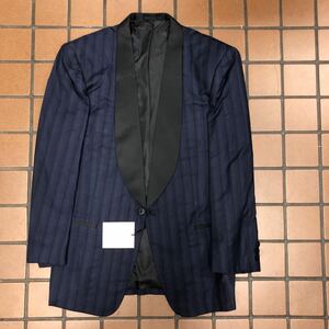  new goods super-discount tag attaching 73,000 jpy tuxedo jacket large size size L blue group dressing up gradation weave pattern made in Japan wool 100% largish 