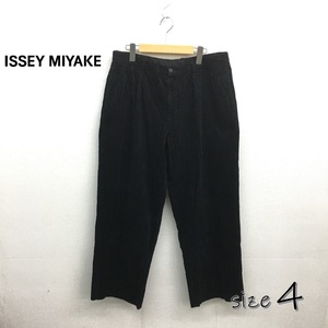 KZ4124★ISSEY MIYAKE 太畝コーデュロ 2タックパンツ★4★黒 イッセイミヤケ