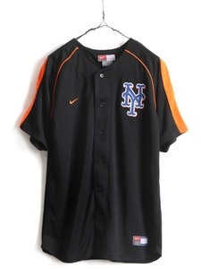 キッズ XL メンズ S 程■ ナイキ MLB オフィシャル ニューヨーク メッツ 半袖 ベースボール シャツ 古着 NIKE ゲームシャツ スウォッシュ