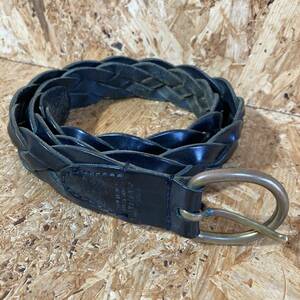 IL BISONTE leather mesh belt black 