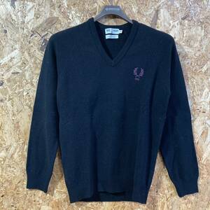 FRED PERRY 100周年 Vネック ニット 黒 ブラック XS 限定 記念 フレッド ペリー LAMBSWOOL ラムウール 100th