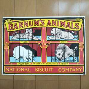 90s BARNUM'S ANIMALS ナビスコビスケット サインプレート メタル539g ヘビーウエイト Andre Rooney社製 28.2cmx19.8cm