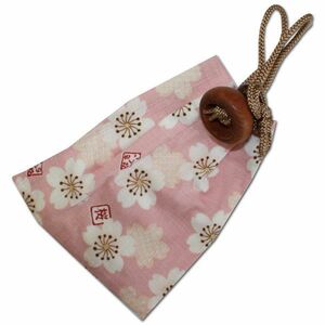 お祭用品 巾着腰下げ 桜 ピンク/白K-5