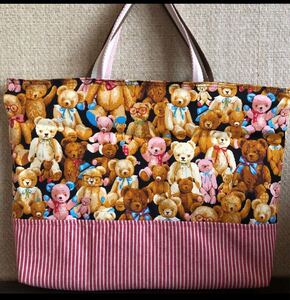 レッスンバック★ベア × ヒッコリー ★ハンドメイド 女の子 絵本袋 入園 入学