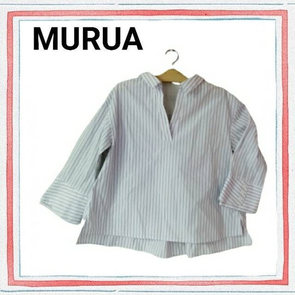 【MURUA】ムルーア★バックオープンスキッパーシャツ★ストライプ